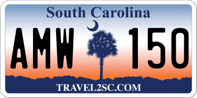SC license plate AMW150