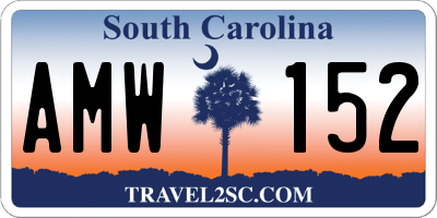 SC license plate AMW152