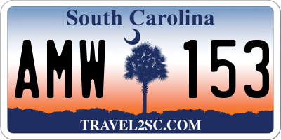 SC license plate AMW153