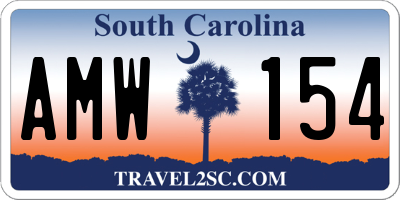 SC license plate AMW154