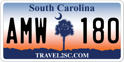 SC license plate AMW180