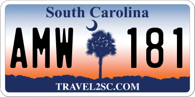 SC license plate AMW181