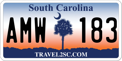 SC license plate AMW183