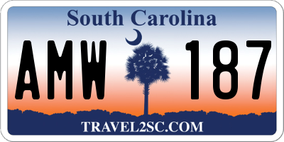 SC license plate AMW187