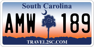 SC license plate AMW189