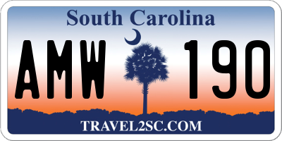 SC license plate AMW190
