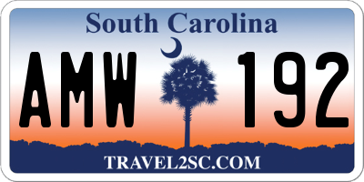 SC license plate AMW192