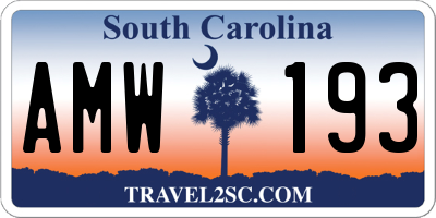 SC license plate AMW193