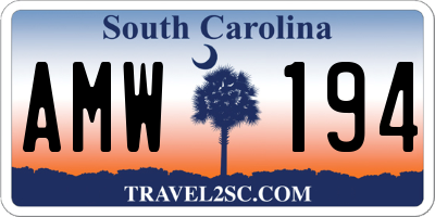 SC license plate AMW194