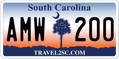 SC license plate AMW200