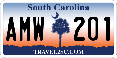 SC license plate AMW201