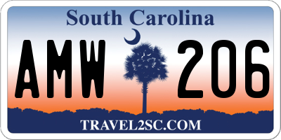 SC license plate AMW206