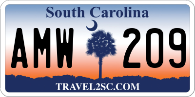 SC license plate AMW209