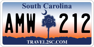 SC license plate AMW212