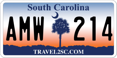 SC license plate AMW214