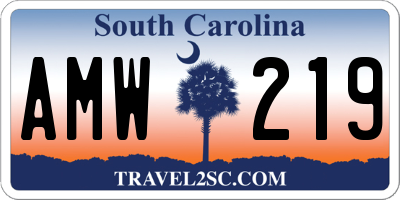SC license plate AMW219