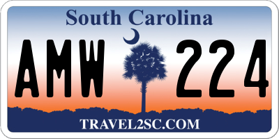 SC license plate AMW224