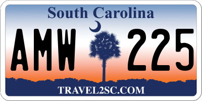 SC license plate AMW225