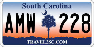 SC license plate AMW228