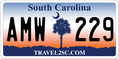 SC license plate AMW229