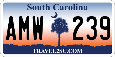 SC license plate AMW239