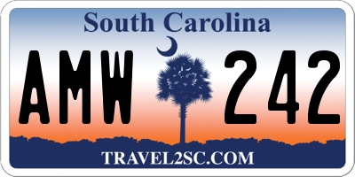 SC license plate AMW242