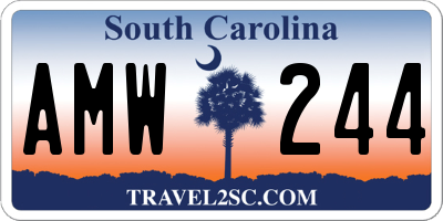 SC license plate AMW244