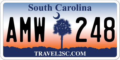 SC license plate AMW248