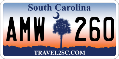 SC license plate AMW260