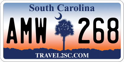 SC license plate AMW268