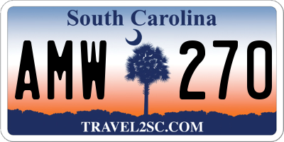 SC license plate AMW270