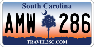 SC license plate AMW286