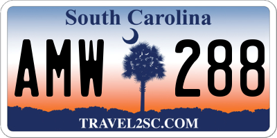 SC license plate AMW288