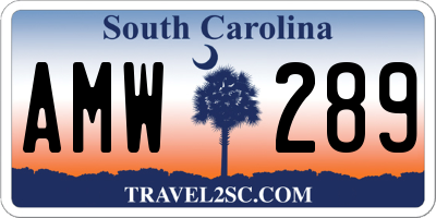 SC license plate AMW289