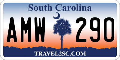 SC license plate AMW290