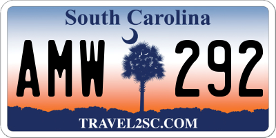 SC license plate AMW292