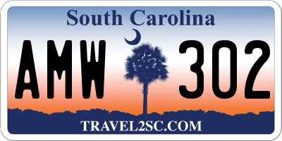 SC license plate AMW302