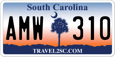 SC license plate AMW310