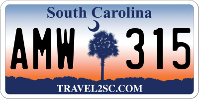 SC license plate AMW315