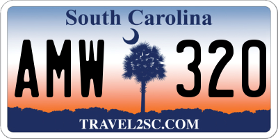 SC license plate AMW320