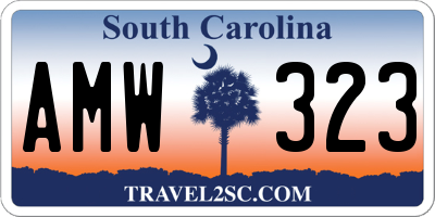 SC license plate AMW323