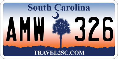 SC license plate AMW326