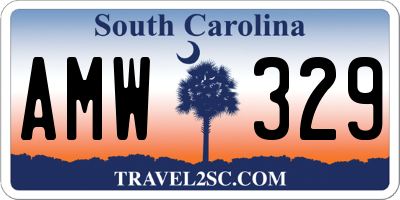SC license plate AMW329
