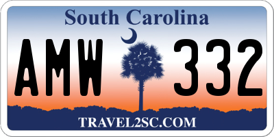 SC license plate AMW332