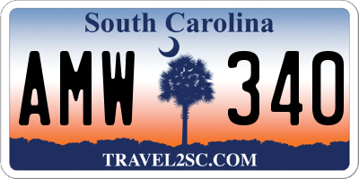 SC license plate AMW340