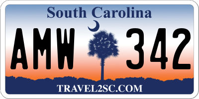 SC license plate AMW342