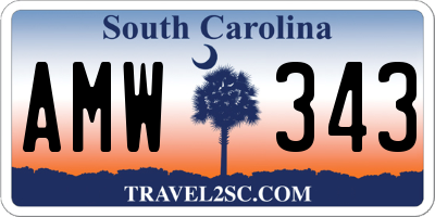 SC license plate AMW343