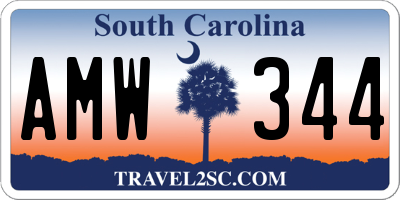 SC license plate AMW344
