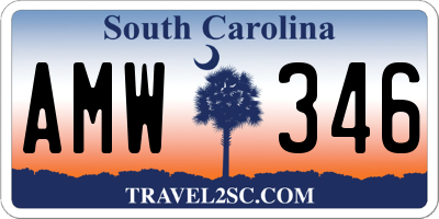 SC license plate AMW346