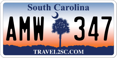 SC license plate AMW347